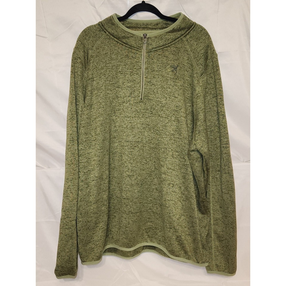 Browning Sweater Mens 3XL Green 1/4 Zip Mock Neck Knit Pullover Hunting Outdoors